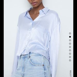 NWT Zara Satin Shirt with Pocket